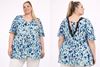Picture of CURVY GIRL TUNIC WITH BACK KNOT AND FLARED SLEEVE